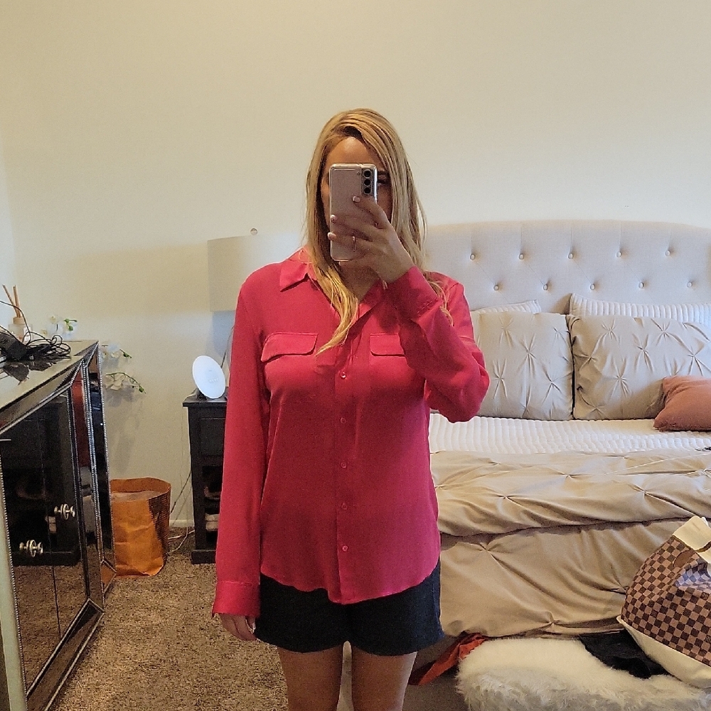 Women's Pink Button-Up Blouse